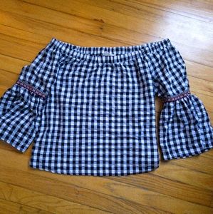 Gingham off shoulder top